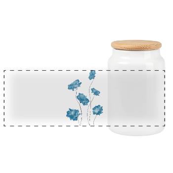 Blaue Blumen - Panorama Keksdose mit Holzdeckel - Weiß - Vorne