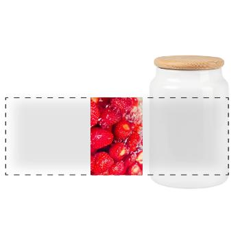 Fresh Strawberries Strawberry Poster - Panoramic Cookie Jar with Wooden Lid - white - Front
