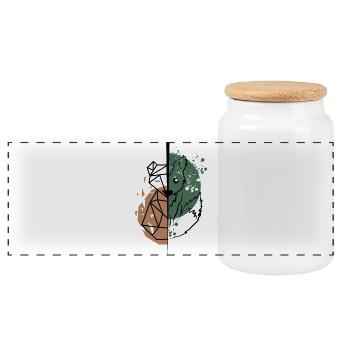 Renard origami vs dessin - Boîte à biscuits avec couvercle en bois - blanc - Devant