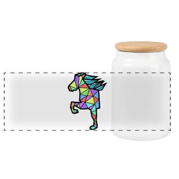 Cool Polygon Horses Icelandic Horses Horse Love - Panoramic Cookie Jar with Wooden Lid - white - Front