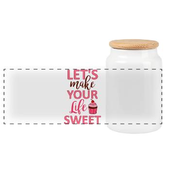 Rendons votre vie douce - Boîte à biscuits avec couvercle en bois - blanc - Devant