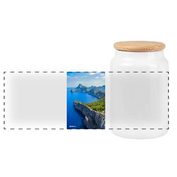 Mallorca Cap Formentor - Panorama Keksdose mit Holzdeckel - Weiß - Vorne