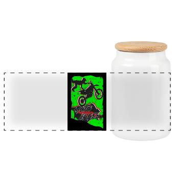 Motocross - Panoramic Cookie Jar with Wooden Lid - white - Front