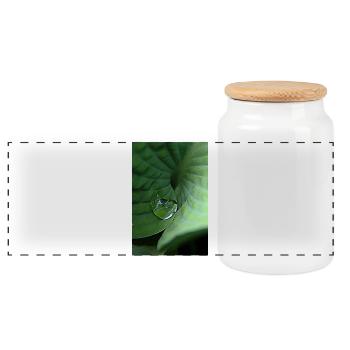Leafy green tropical dew - Panoramic Cookie Jar with Wooden Lid - white - Front