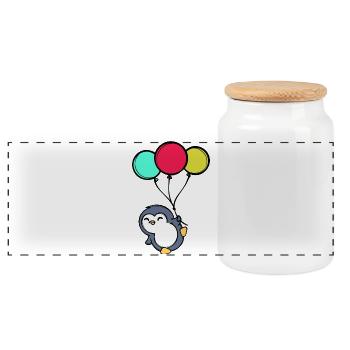 Luftballon Süß Pinguin Teir Vogel Zoo - Panorama Keksdose mit Holzdeckel - Weiß - Vorne