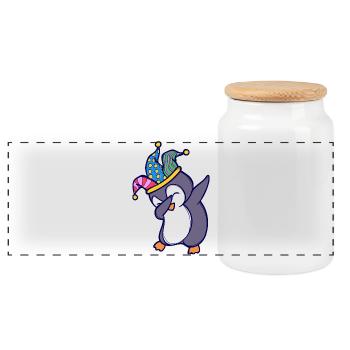 Lustig Vogel Süß Pinguin Zoo Tier - Panorama Keksdose mit Holzdeckel - Weiß - Vorne