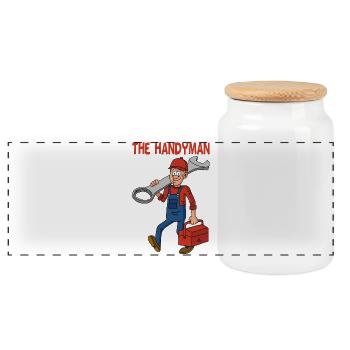 the handyman - Panoramic Cookie Jar with Wooden Lid - white - Front