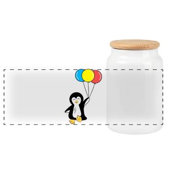Balloon Penguin Antarctica Animal Seabird Zoo - Panoramic Cookie Jar with Wooden Lid - white - Front