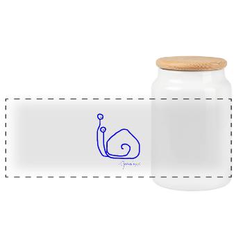 Snailsolomeeting - Singlesnail - Panoramic Cookie Jar with Wooden Lid - white - Front