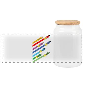 Rocket Race - Panoramic Cookie Jar with Wooden Lid - white - Front