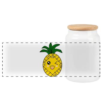T-shirt d’été Ananas - Boîte à biscuits avec couvercle en bois - blanc - Devant