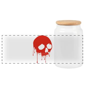 Roter Totenkopf und Graffiti - Panorama Keksdose mit Holzdeckel - Weiß - Vorne