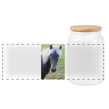 Pferd Pferdeposter - Panorama Keksdose mit Holzdeckel - Weiß - Vorne