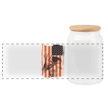 Drapeau des États-Unis avec crâne - Boîte à biscuits avec couvercle en bois - blanc - Devant