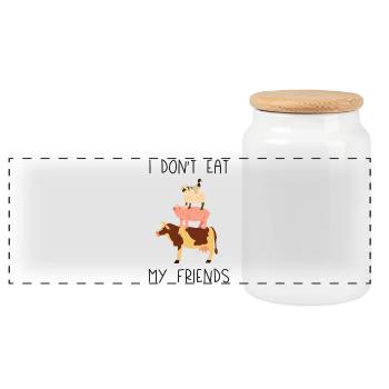 Je ne mange pas mes amis - Boîte à biscuits avec couvercle en bois - blanc - Devant