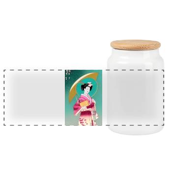 Geisha 2 - Panorama Keksdose mit Holzdeckel - Weiß - Vorne