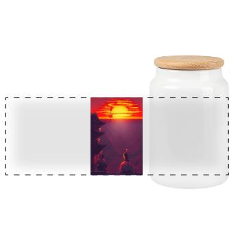 Samouraï 3 - Boîte à biscuits avec couvercle en bois - blanc - Devant