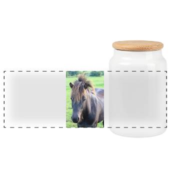 Affiche Cheval Cheval - Boîte à biscuits avec couvercle en bois - blanc - Devant