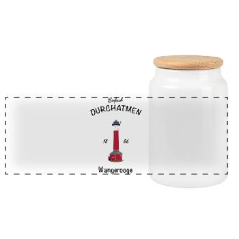 Wangerooge, Just take a deep breath, old lighthouse - Panoramic Cookie Jar with Wooden Lid - white - Front