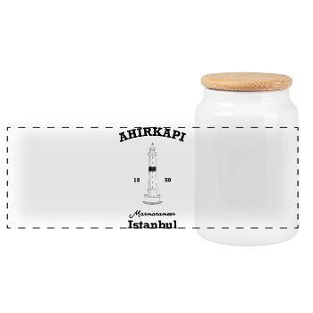 Türkei, Istanbul, Leuchtturm Ahirkapi, Marmarameer - Panorama Keksdose mit Holzdeckel - Weiß - Vorne