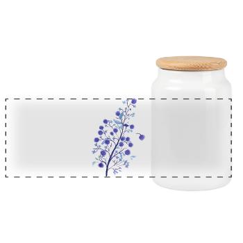 Aquarell Beerenzweig Lavendelblau - Panorama Keksdose mit Holzdeckel - Weiß - Vorne