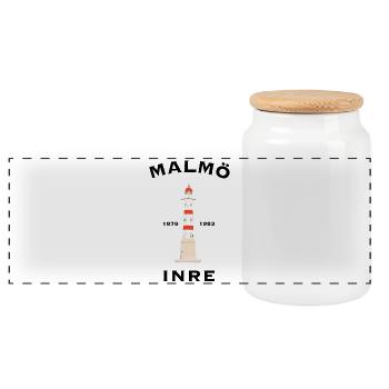 Malmö Inre, alter Leuchtturm, Ostsee Schweden - Panorama Keksdose mit Holzdeckel - Weiß - Vorne