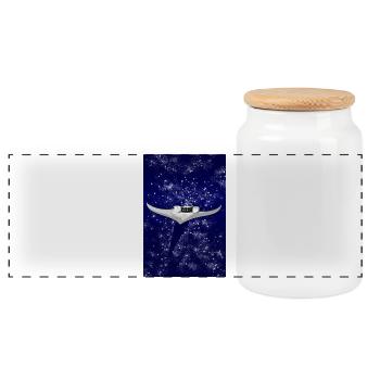 Manta avale les étoiles - Boîte à biscuits avec couvercle en bois - blanc - Devant