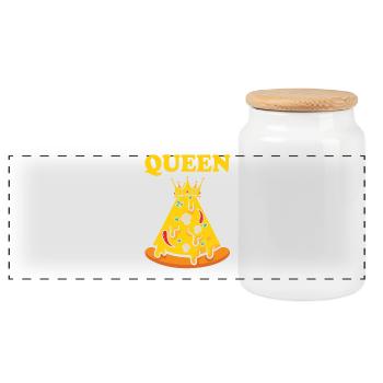 Reine de la Pizza de la Cafétéria – Style Drôle - Boîte à biscuits avec couvercle en bois - blanc - Devant