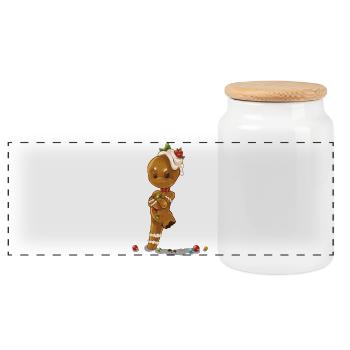 Gingerbread man without leg - Panoramic Cookie Jar with Wooden Lid - white - Front