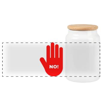 hand rot stop nein halt 3 - Panorama Keksdose mit Holzdeckel - Weiß - Vorne