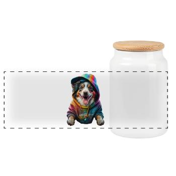 Stylish Pup - Panorama Keksdose mit Holzdeckel - Weiß - Vorne