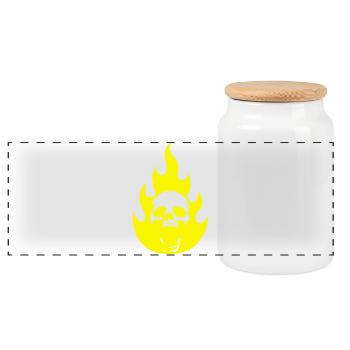 Crâne et flamme jaune - Boîte à biscuits avec couvercle en bois - blanc - Devant