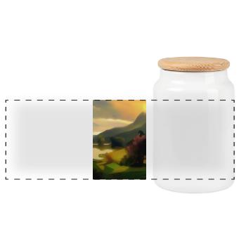 Paysage avec lac et montagnes - Boîte à biscuits avec couvercle en bois - blanc - Devant