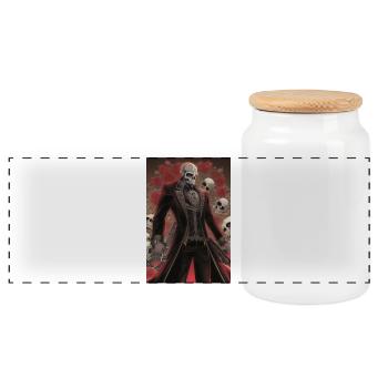 Skull Man - Panoramic Cookie Jar with Wooden Lid - white - Front