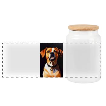 Photo de chien - Boîte à biscuits avec couvercle en bois - blanc - Devant