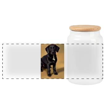 Photo de chien - Boîte à biscuits avec couvercle en bois - blanc - Devant