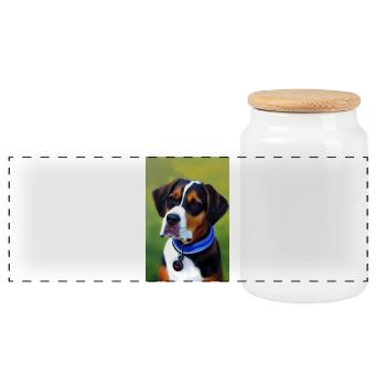Photo de chien - Boîte à biscuits avec couvercle en bois - blanc - Devant