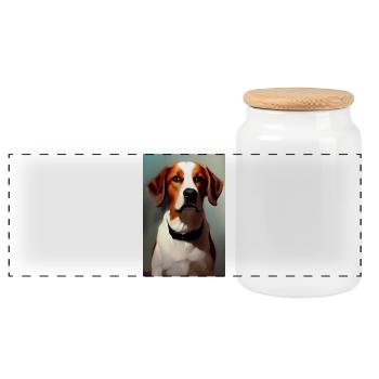 Photo de chien - Boîte à biscuits avec couvercle en bois - blanc - Devant