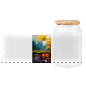 Peinture d’art - Boîte à biscuits avec couvercle en bois - blanc - Devant