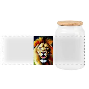 Lion King - Panoramic Cookie Jar with Wooden Lid - white - Front