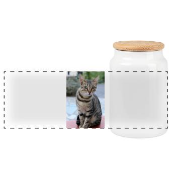 Katze Kätzchen Poster Katzenposter - Panorama Keksdose mit Holzdeckel - Weiß - Vorne