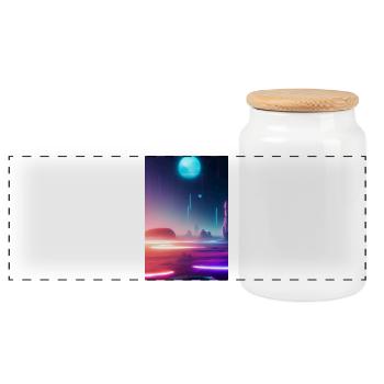 Espace futuriste - Boîte à biscuits avec couvercle en bois - blanc - Devant