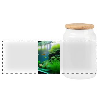 Fish, Aquarium - Panoramic Cookie Jar with Wooden Lid - white - Front