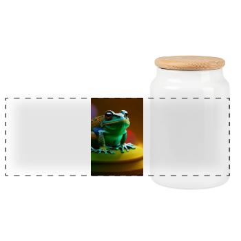 Frosch - Panorama Keksdose mit Holzdeckel - Weiß - Vorne