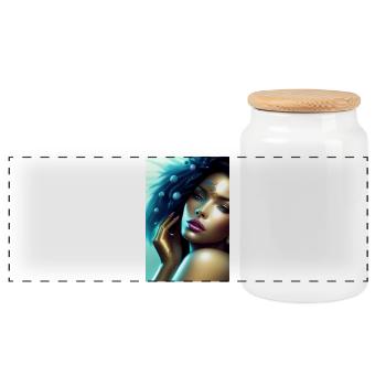 Beauté - Boîte à biscuits avec couvercle en bois - blanc - Devant