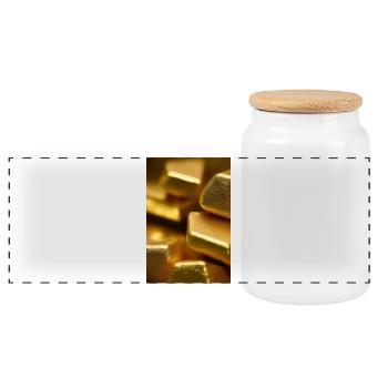 Gold Stücke - Panorama Keksdose mit Holzdeckel - Weiß - Vorne
