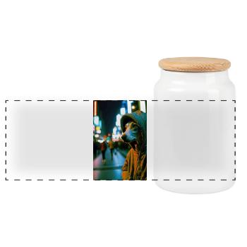 Cyrano dans la rue 01 - Boîte à biscuits avec couvercle en bois - blanc - Devant