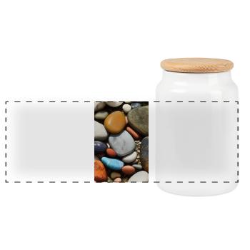 Pierres colorées - Boîte à biscuits avec couvercle en bois - blanc - Devant