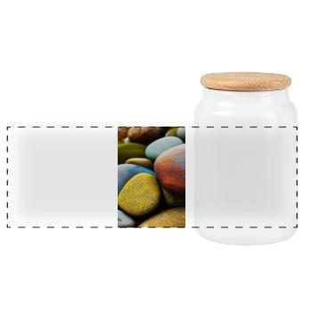 Pierres colorées - Boîte à biscuits avec couvercle en bois - blanc - Devant