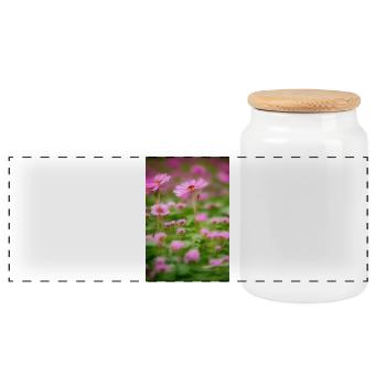 Blumen Kunst - Panorama Keksdose mit Holzdeckel - Weiß - Vorne
